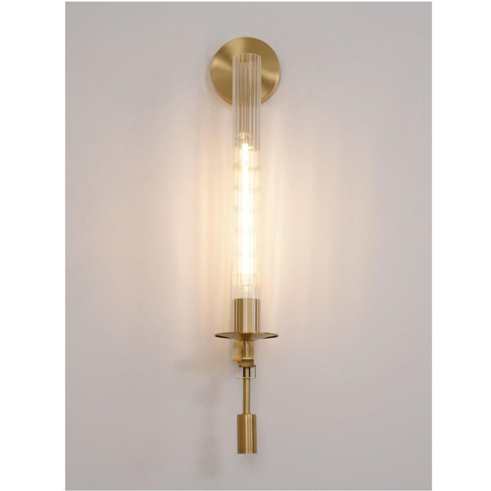 JS-GL-5017-1W - Antique Brass Metal & Glass Modern Wall Light
