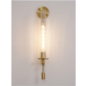 JS-GL-5017-1W - Antique Brass Metal & Glass Modern Wall Light