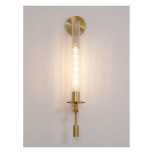 JS-GL-5017-1W - Antique Brass Metal & Glass Modern Wall Light