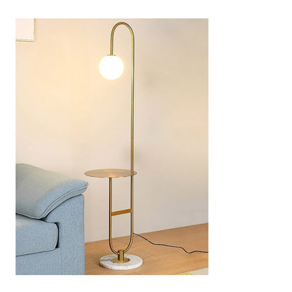 JS-GL-5018-F - Antique Brass Metal & Marble Modern Floor Lamp