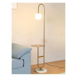 JS-GL-5018-F - Antique Brass Metal & Marble Modern Floor Lamp