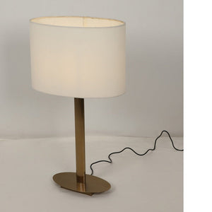 JS-GL-5111-TL AB - Antique Brass Metal & Fabric Shade Modern Table Lamp