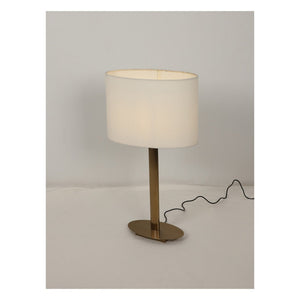 JS-GL-5111-TL AB - Antique Brass Metal & Fabric Shade Modern Table Lamp