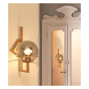JS-GL-5198-1 - ANTIQUE BRASS METAL Glass Ball Wall Light