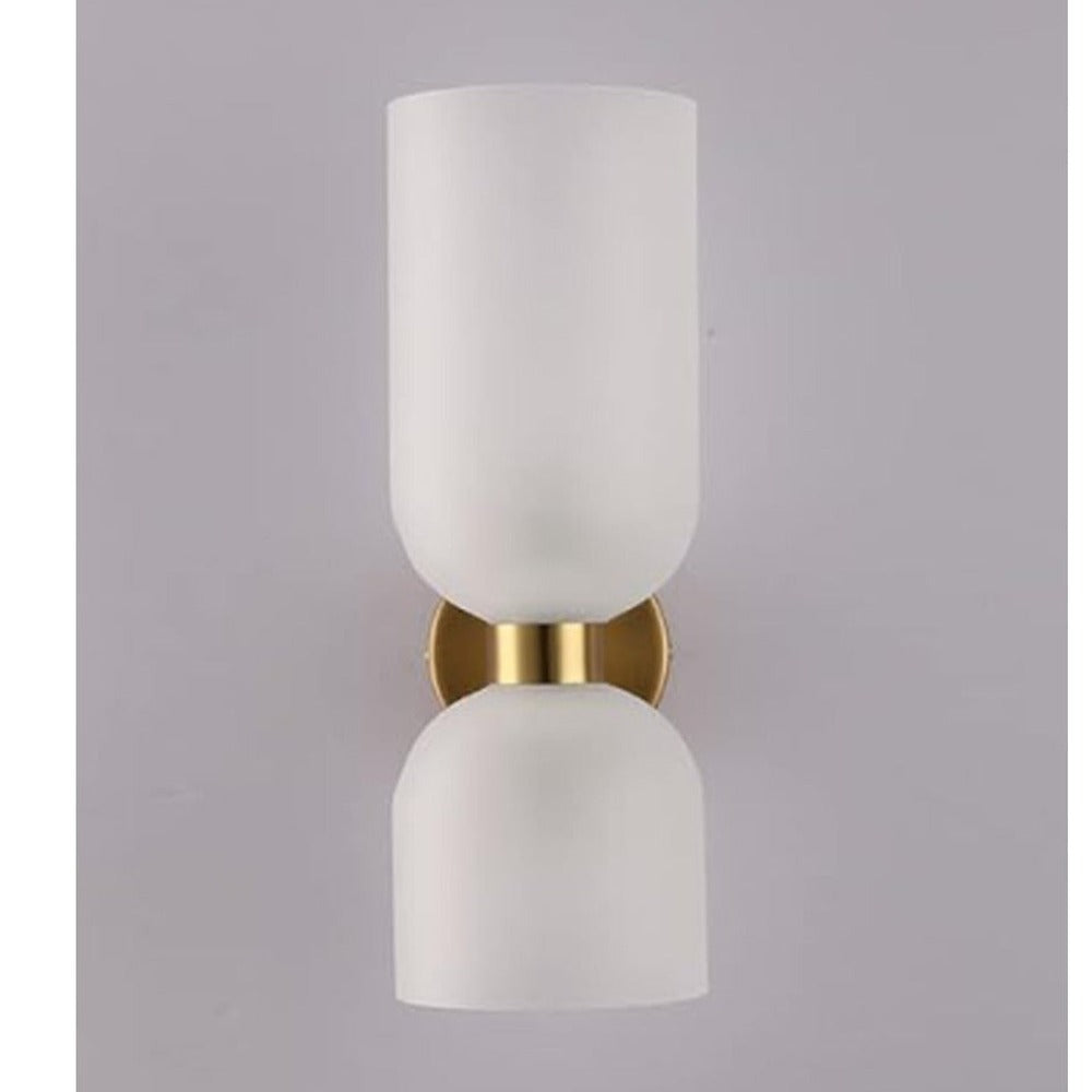 JS-GL-5204-2WH - ANTIQUE BRASS METAL & GLASS Modern Wall Light