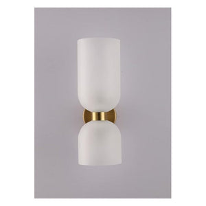 JS-GL-5204-2WH - ANTIQUE BRASS METAL & GLASS Modern Wall Light
