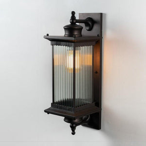 JS-GL-5210-W - Black Metal & Glass Outdoor Wall Light