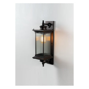 JS-GL-5210-W - Black Metal & Glass Outdoor Wall Light