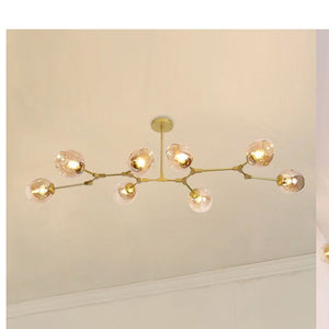 JS-GL-5218-8 - Antique Brass Metal & Glass Modern Chandelier