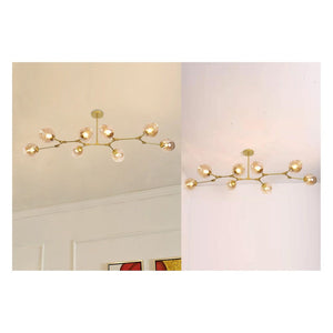 JS-GL-5218-8 - Antique Brass Metal & Glass Modern Chandelier