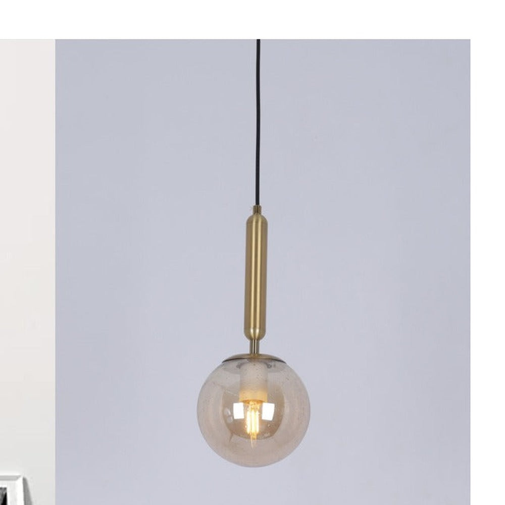 JS-GL-5219-1GLS - Antique Brass Metal Glass Hanging Light