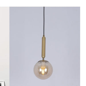 JS-GL-5219-1GLS - Antique Brass Metal Glass Hanging Light