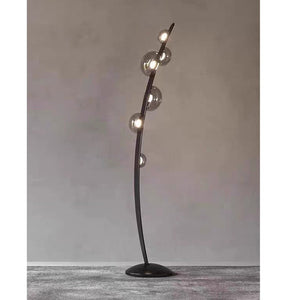 JS-GL-5226 - Black Metal & Glass & Leather Modern Floor Lamp