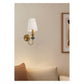 JS-GL-5228-1 - Antique Brass Metal & Fabric Shade Marble Wall Light
