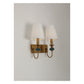 JS-GL-5228-2 - Antique Brass Metal & Fabric Shade Marble Wall Light