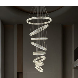 JS-GL-523-8 - French Gold Metal & Crystals Double Height Chandelier