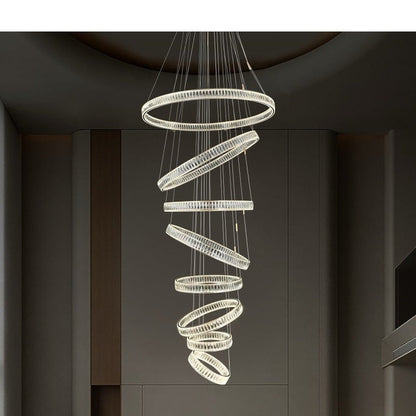 JS-GL-523-8 - French Gold Metal & Crystals Double Height Chandelier