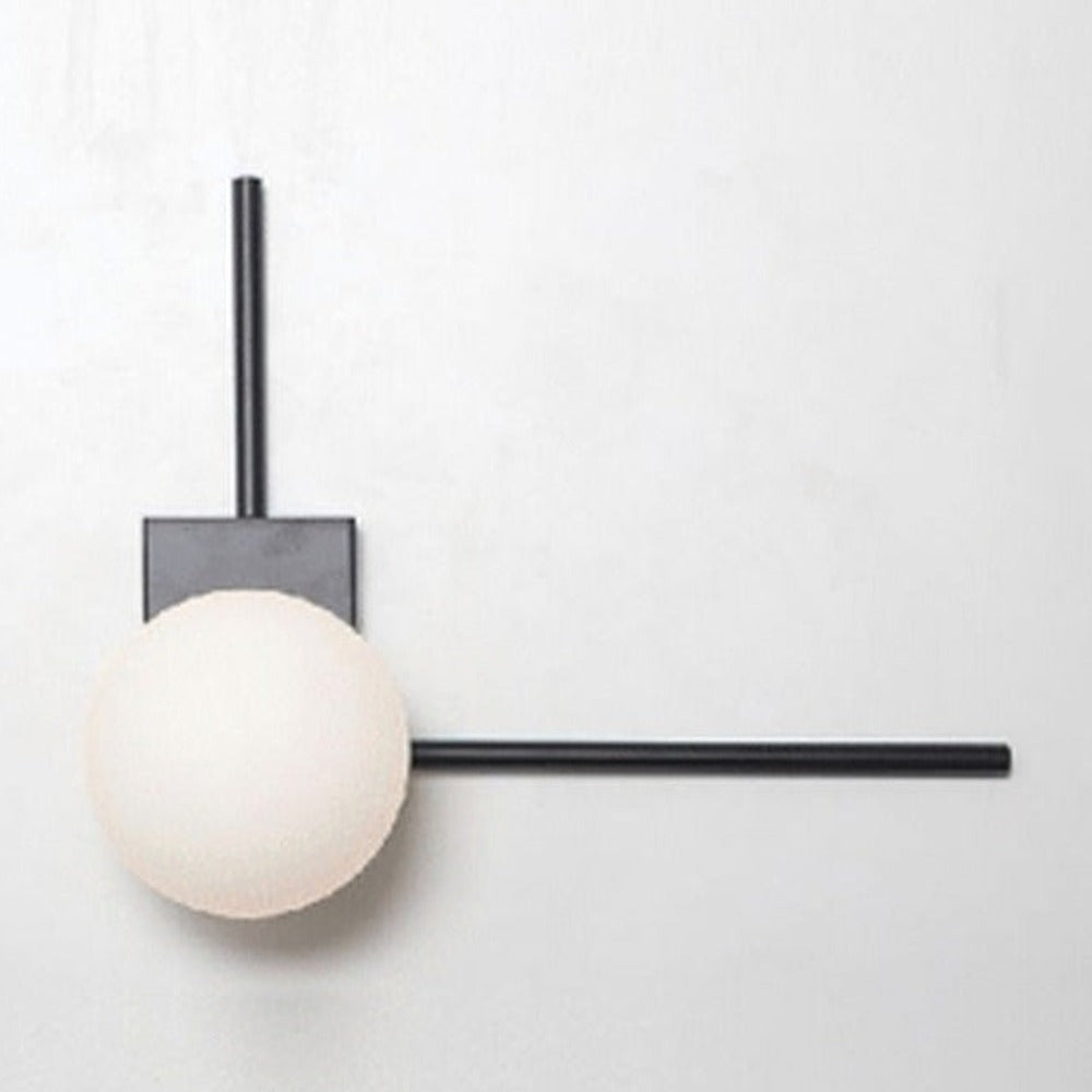 JS-GL-5233-1 - BLACK METAL Glass Ball Wall Light