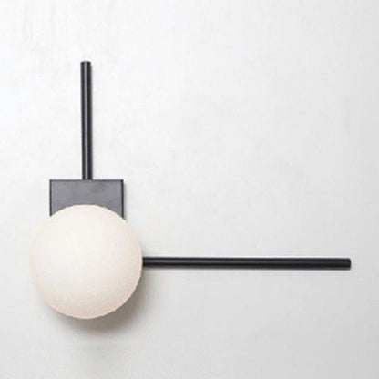 JS-GL-5233-1 - BLACK METAL Glass Ball Wall Light