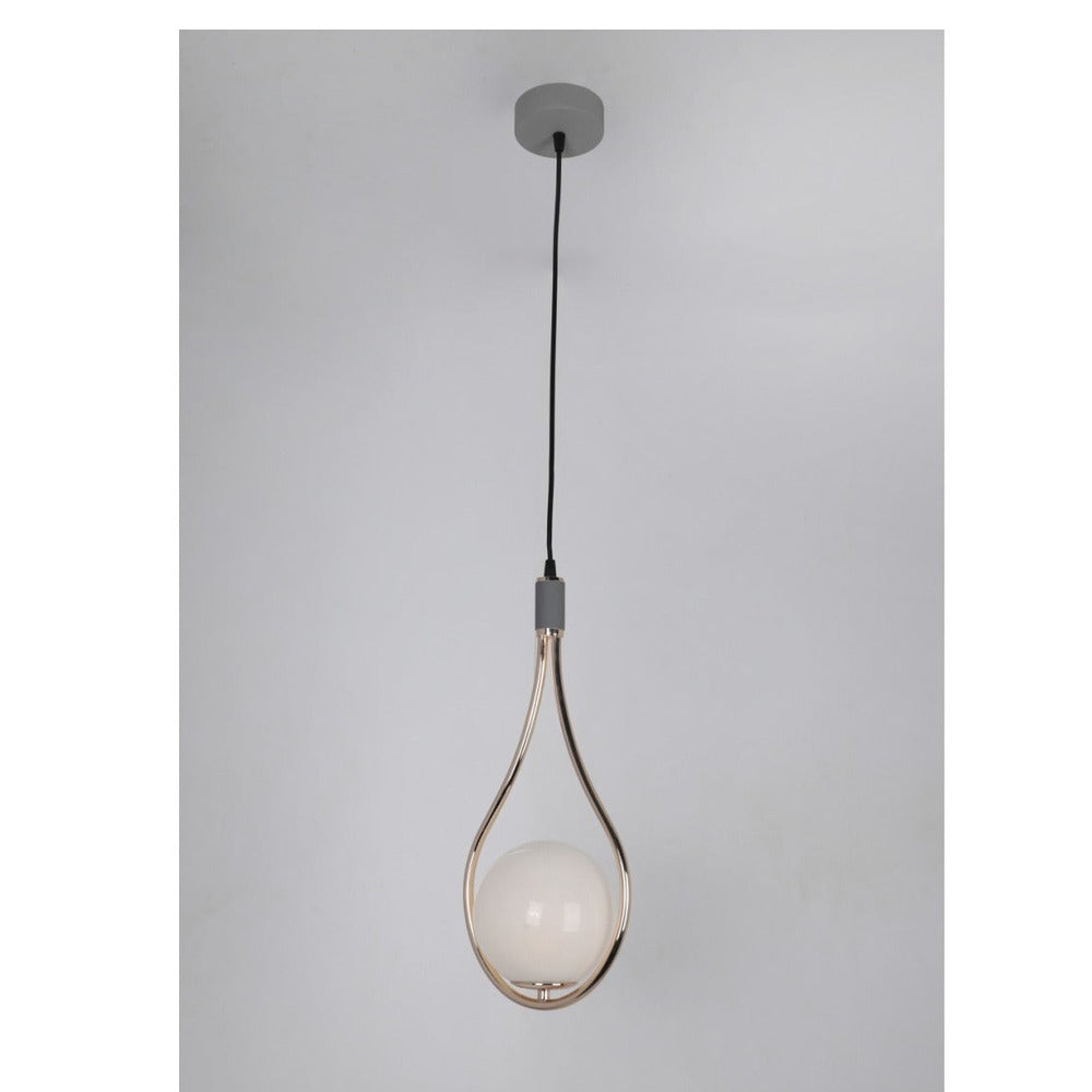 JS-GL-5248H - French Gold & Grey Metal & Leather Glass Ball Lights