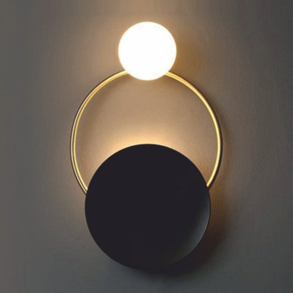 JS-GL-5249-2 - Antique Brass & Black Metal & Glass Modern Wall Light