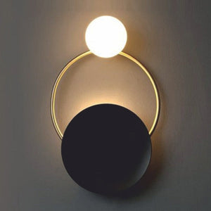 JS-GL-5249-2 - Antique Brass & Black Metal & Glass Modern Wall Light