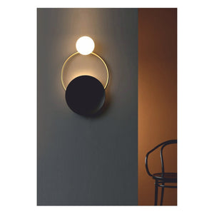 JS-GL-5249-2 - Antique Brass & Black Metal & Glass Modern Wall Light