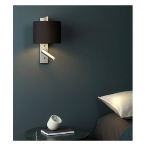 JS-GL-5333-W - CHROME METAL & FABRIC SHADE Modern Wall Light