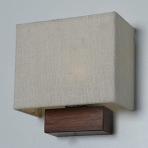 JS-GL-5422-1 - WALNUT BROWN METAL & WOOD & FABRIC SHADE Led Wall Light