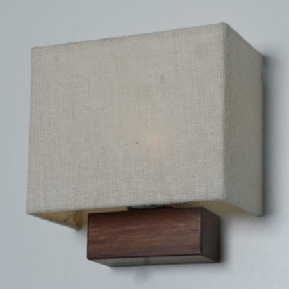 JS-GL-5422-1 - WALNUT BROWN METAL & WOOD & FABRIC SHADE Led Wall Light