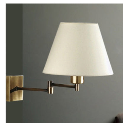 JS-GL-5444-AB - ANTIQUE BRASS METAL & FABRIC SHADE Cloth Shade Wall Light