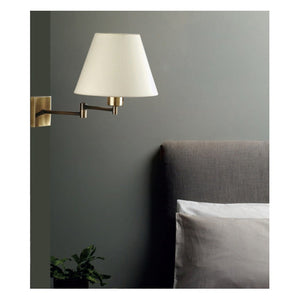 JS-GL-5444-AB - ANTIQUE BRASS METAL & FABRIC SHADE Cloth Shade Wall Light