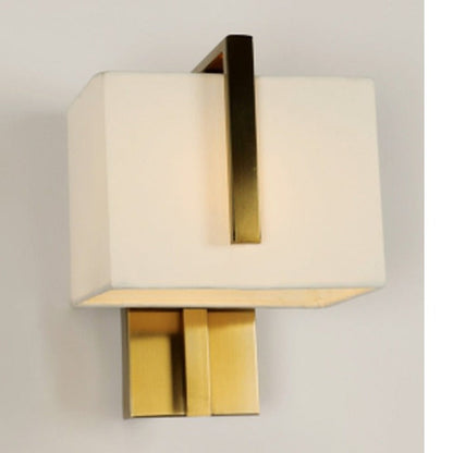 JS-GL-5446-1-AB - ANTIQUE BRASS METAL & FABRIC SHADE Led Wall Light