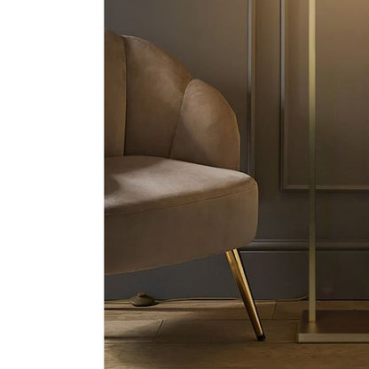 JS-GL-5520-AB-F - Antique Brass Metal & Fabric Shade Modern Floor Lamp