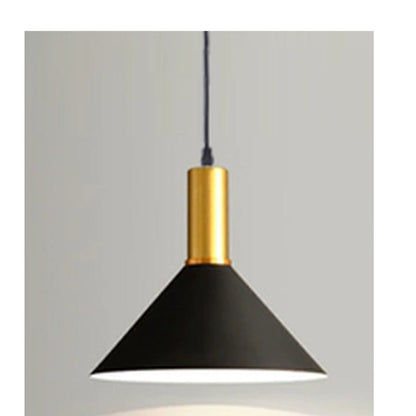 JS-GL-5602-1 - BLACK & ANTIQUE BRASS & WHITE Metal Hanging Light