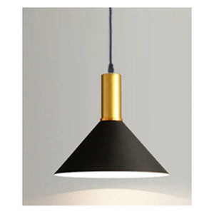 JS-GL-5602-1 - BLACK & ANTIQUE BRASS & WHITE Metal Hanging Light