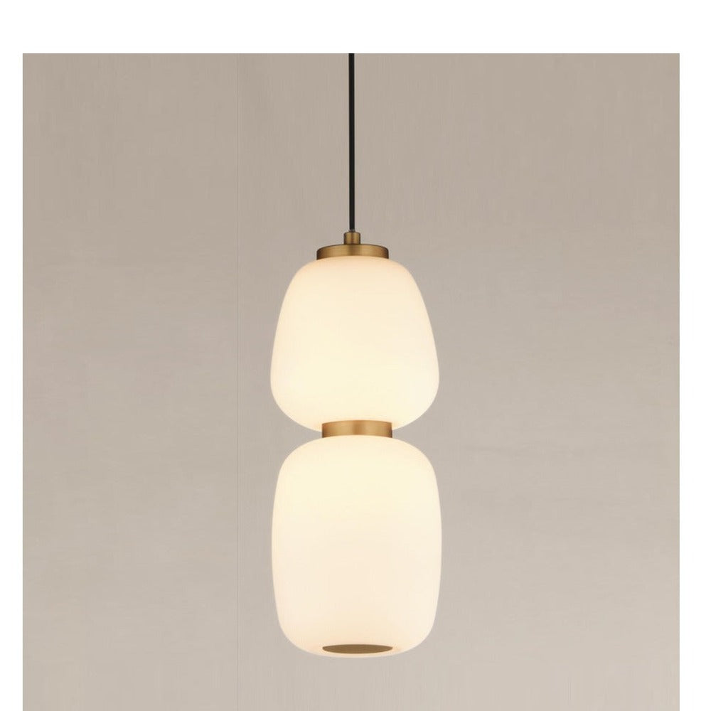 JS-GL-583-2 - Antique Brass Metal Glass Hanging Light