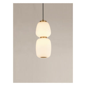 JS-GL-583-2 - Antique Brass Metal Glass Hanging Light