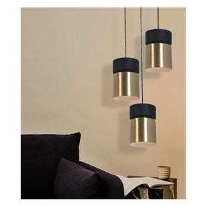 JS-GL-5952-3 - ANTIQUE BRASS & WHITE & BLACK METAL Cluster Hanging Light