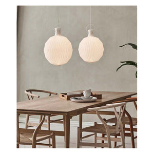 JS-GL-6003-D450 - Chrome & White Rice Paper Modern Hanging Light