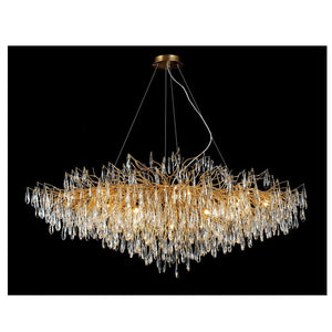 JS-GL-6003-L1500 - Brass Gold Metal & Crystals Crystal Chandelier