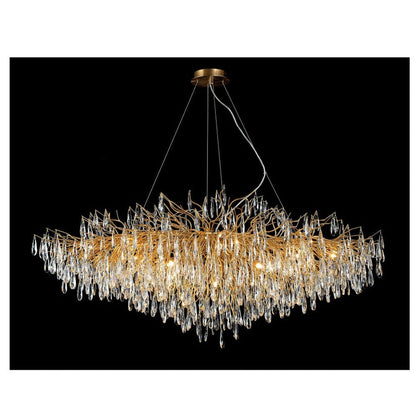 JS-GL-6003-L1500 - Brass Gold Metal & Crystals Crystal Chandelier