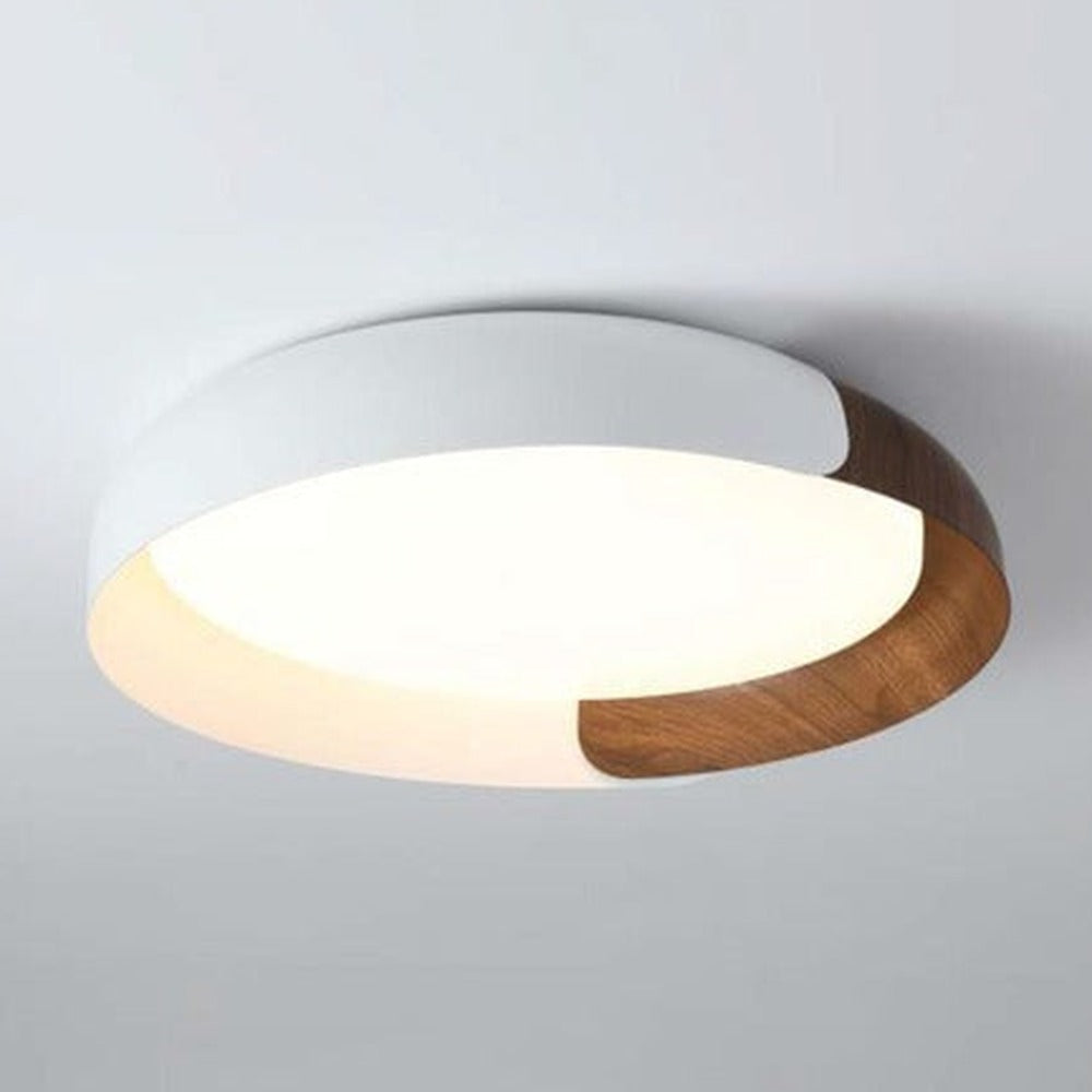JS-GL-6004 - White & Brown Wood Metal & Acrylic Led Ceiling Light