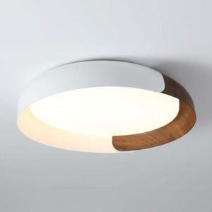 JS-GL-6004 - White & Brown Wood Metal & Acrylic Led Ceiling Light