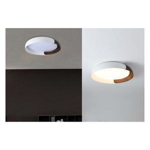 JS-GL-6004 - White & Brown Wood Metal & Acrylic Led Ceiling Light