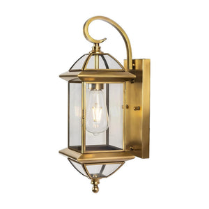 JS-GL-6006-W - Antique Brass Metal & Glass Outdoor Wall Light
