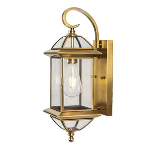 JS-GL-6006-W - Antique Brass Metal & Glass Outdoor Wall Light