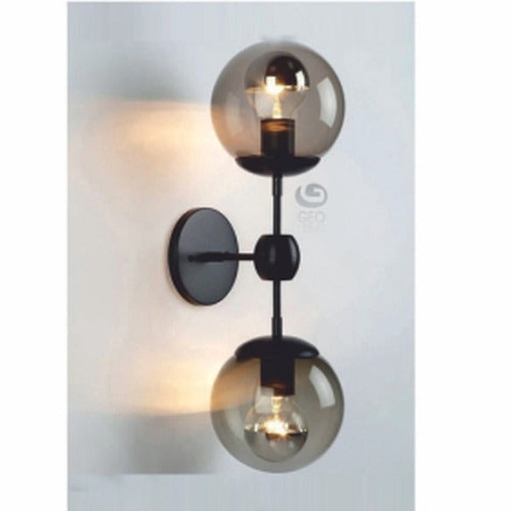 JS-GL-6008-2BK - BLACK METAL Glass Ball Wall Light