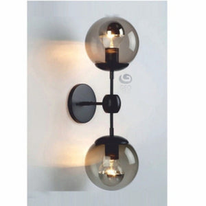 JS-GL-6008-2BK - BLACK METAL Glass Ball Wall Light