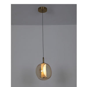 JS-GL-6039-1AM - Antique Brass Metal & Glass & Onyx Marble Hanging Light